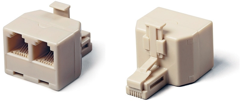 Adapter telefoniczny RJ11/RJ12 6P4C wtyk --> 2 x gniazdo