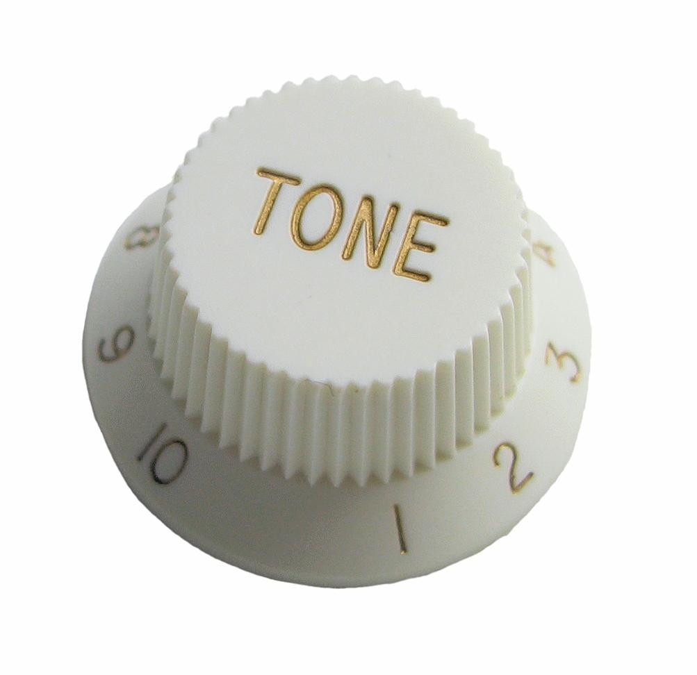Gałka potencjometru audio 18mm ze skalą 1-10 biała GGB18 h=13 "TONE"