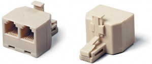 Adapter telefoniczny RJ11/RJ12 6P4C wtyk --> 2 x gniazdo