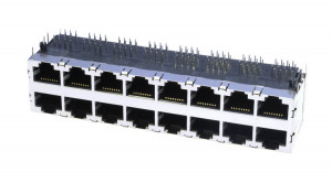 Gniazda ekranowane 8P8C 2x8 RJ45 h=12mm