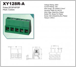 AK 5.00mm h=14mm 3pin kątowe zielone opak=100 szt