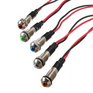 Kontrolka LED 5mm 24V DC zielona oprawka metalowa wypukła