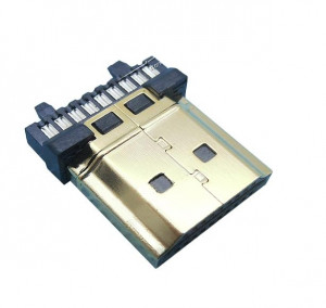 Wtyk HDMI złocony lutowany na kabel