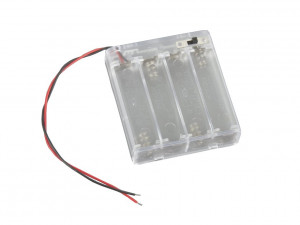 Koszyk na 4 baterie AA 1.5V z pokrywką i wyłącznikiem przeźroczysty