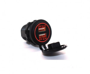 Ładowarka samochodowa 2xUSB 5V 2.1, podświetlenie czerwone