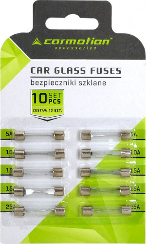 Zestaw 10szt bezpieczników szklanych 6x30mm (5A - 25A)
