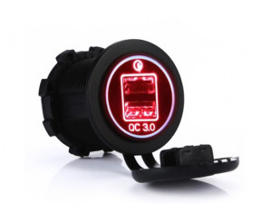 Ładowarka samochodowa 12-24V 2xUSB 3A, podświetlenie czerwone