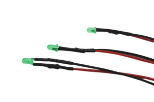 Dioda LED 3mm 12V DC zielona matowa z przewodem 20cm