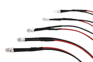 Dioda LED 5mm 12V DC zielona clear z przewodem 20cm