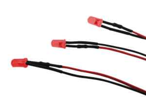 Dioda LED 5mm 12V DC czerwona matowa z przewodem 20cm