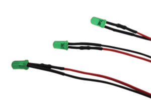 Dioda LED 5mm 12V DC zielona matowa z przewodem 20cm