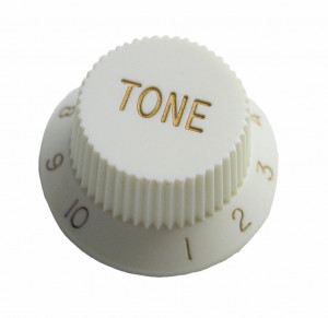 Gałka potencjometru audio 18mm ze skalą 1-10 biała GGB18 h=13 "TONE"