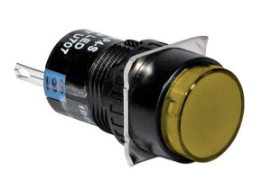 PBO-16Ay Przełącznik bistabilny okrągły żółty 3A 250V AC / 5A 30V DC, podświetlenie 12V