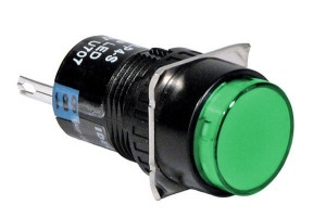 PBO-16Ag Przełącznik bistabilny okrągły zielony 3A 250V AC / 5A 30V DC, podświetlenie 12V
