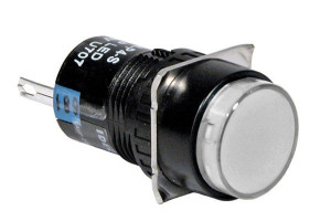 PBO-16Aw Przełącznik bistabilny okrągły biały 3A 250V AC / 5A 30V DC, podświetlenie 230V