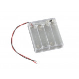 Koszyk na 4 baterie AA 1.5V z pokrywką i wyłącznikiem przeźroczysty