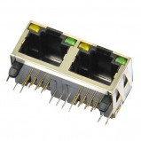 Gniazda ekranowane 8P8C 1x2 RJ45 + LED h=13mm