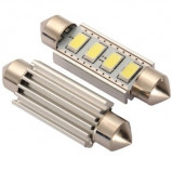 Żarówka LED 12V C5W 2W z radiatorem Biała 12x39mm 4 Led
