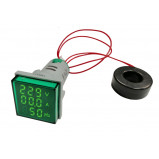 Woltomierz/amperomierz/mernik częstotliwości LED 30x30mm 20-500V/100A zielony